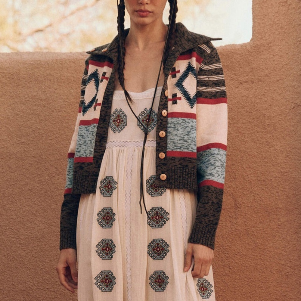 NWT The Great. The Southwest Cardigan in Americana Multi